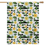 Plumeria Flower Striped Pattern Print House Flag