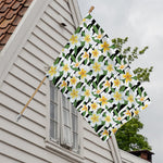 Plumeria Flower Striped Pattern Print House Flag