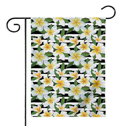Plumeria Flower Striped Pattern Print House Flag