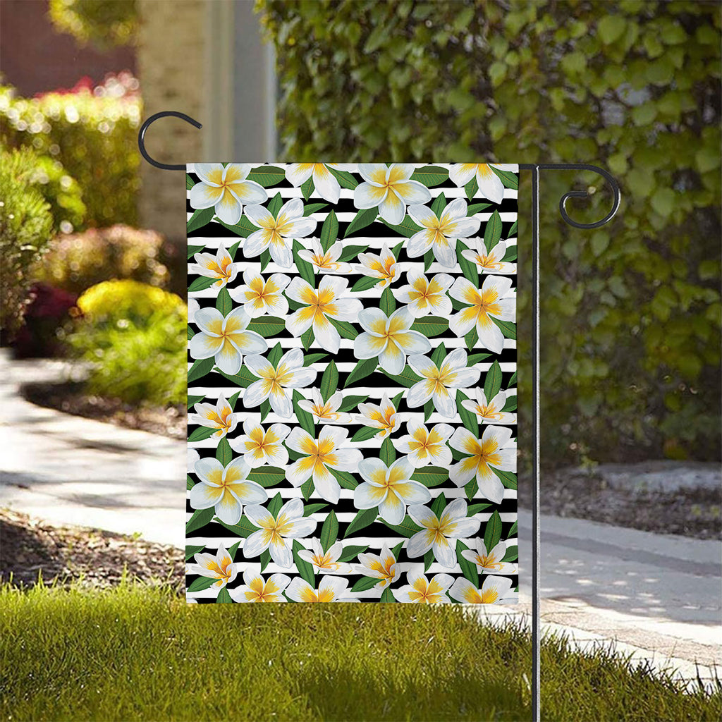 Plumeria Flower Striped Pattern Print House Flag