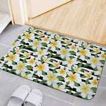 Plumeria Flower Striped Pattern Print Indoor Door Mat