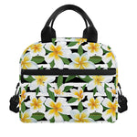 Plumeria Flower Striped Pattern Print Insulated Lunch Bag