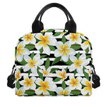 Plumeria Flower Striped Pattern Print Insulated Lunch Bag