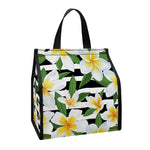 Plumeria Flower Striped Pattern Print Insulated Lunch Tote