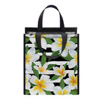 Plumeria Flower Striped Pattern Print Insulated Lunch Tote