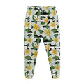 Plumeria Flower Striped Pattern Print Jogger Pants
