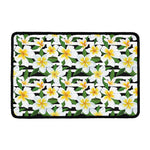 Plumeria Flower Striped Pattern Print Kitchen Mat