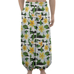 Plumeria Flower Striped Pattern Print Lantern Pants