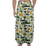 Plumeria Flower Striped Pattern Print Lantern Pants