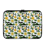 Plumeria Flower Striped Pattern Print Laptop Sleeve