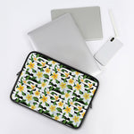 Plumeria Flower Striped Pattern Print Laptop Sleeve