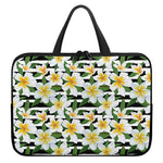 Plumeria Flower Striped Pattern Print Laptop Sleeve With Handle