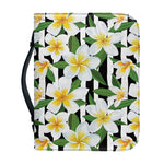 Plumeria Flower Striped Pattern Print Leather Bible Cover