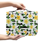 Plumeria Flower Striped Pattern Print Leather Bible Cover