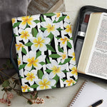 Plumeria Flower Striped Pattern Print Leather Bible Cover