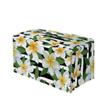 Plumeria Flower Striped Pattern Print Leather Tissue Box Cover