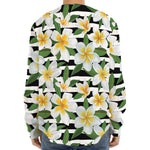 Plumeria Flower Striped Pattern Print Long Sleeve Baseball Jersey