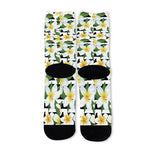 Plumeria Flower Striped Pattern Print Long Socks