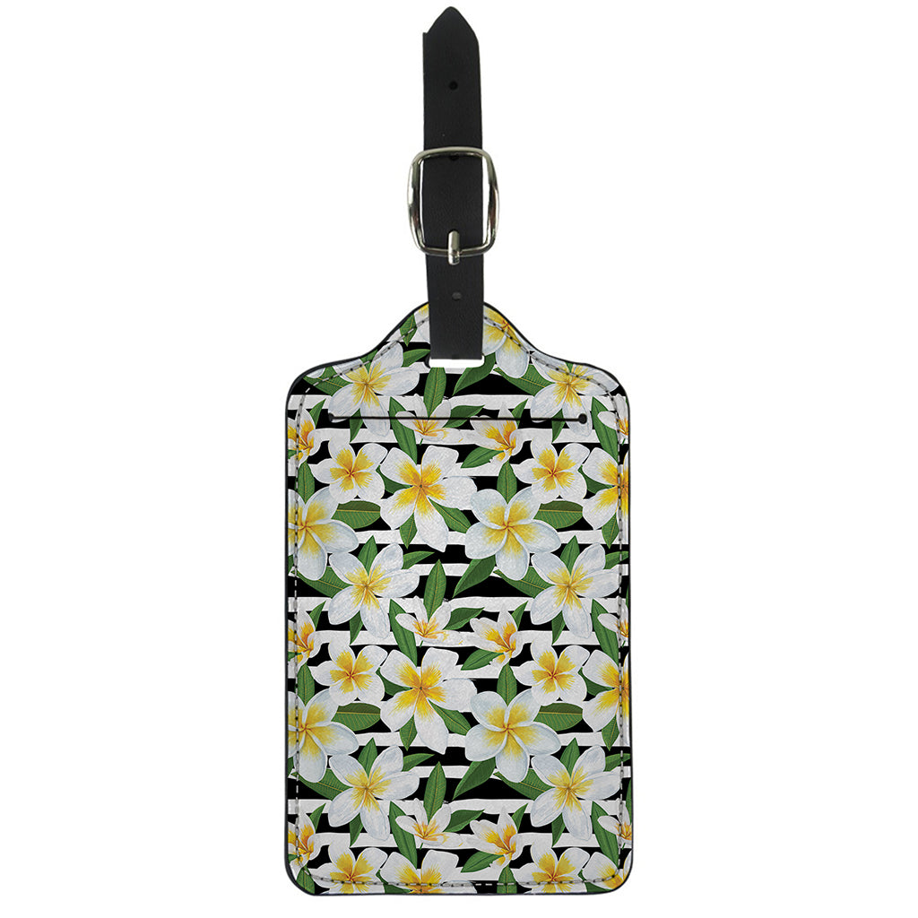 Plumeria Flower Striped Pattern Print Luggage Tag
