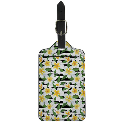 Plumeria Flower Striped Pattern Print Luggage Tag
