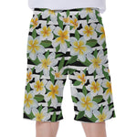 Plumeria Flower Striped Pattern Print Men's Beach Shorts