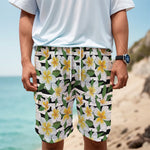 Plumeria Flower Striped Pattern Print Men's Cargo Shorts