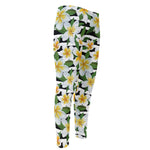 Plumeria Flower Striped Pattern Print Men's Compression Pants