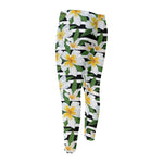 Plumeria Flower Striped Pattern Print Men's Compression Pants