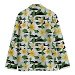 Plumeria Flower Striped Pattern Print Men's Cotton Blazer