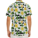 Plumeria Flower Striped Pattern Print Men's Deep V-Neck Shirt