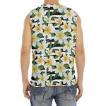 Plumeria Flower Striped Pattern Print Men's Fitness Tank Top
