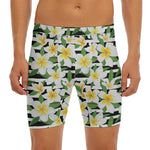 Plumeria Flower Striped Pattern Print Men's Long Boxer Briefs