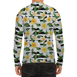 Plumeria Flower Striped Pattern Print Men's Long Sleeve Rash Guard