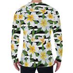 Plumeria Flower Striped Pattern Print Men's Long Sleeve T-Shirt