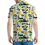 Plumeria Flower Striped Pattern Print Men's Polo Shirt