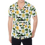 Plumeria Flower Striped Pattern Print Men's Shirt