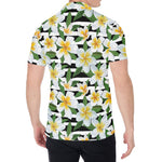 Plumeria Flower Striped Pattern Print Men's Shirt