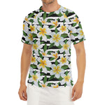 Plumeria Flower Striped Pattern Print Men's Short Sleeve Rash Guard