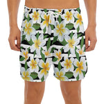 Plumeria Flower Striped Pattern Print Men's Split Running Shorts