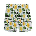 Plumeria Flower Striped Pattern Print Men's Athletic Shorts