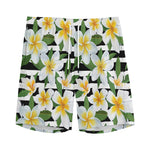 Plumeria Flower Striped Pattern Print Men's Sports Shorts