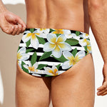 Plumeria Flower Striped Pattern Print Men's Swim Briefs