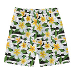Plumeria Flower Striped Pattern Print Men's Swim Trunks