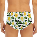 Plumeria Flower Striped Pattern Print Men's Triangle Swim Briefs