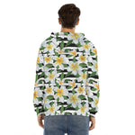 Plumeria Flower Striped Pattern Print Men's Velvet Pullover Hoodie