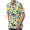 Plumeria Flower Striped Pattern Print Men's Velvet T-Shirt