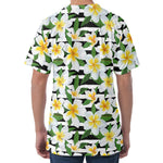 Plumeria Flower Striped Pattern Print Men's Velvet T-Shirt
