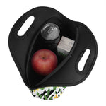 Plumeria Flower Striped Pattern Print Neoprene Lunch Bag