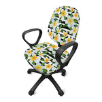 Plumeria Flower Striped Pattern Print Office Chair Cover