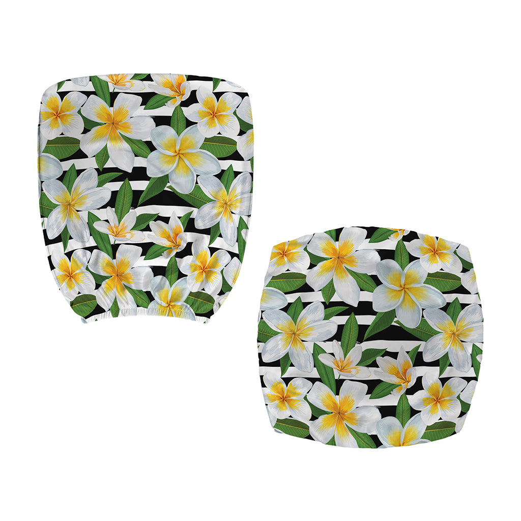 Plumeria Flower Striped Pattern Print Office Chair Cover